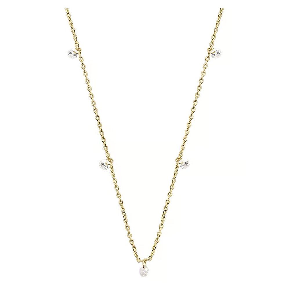 Fossil  Sadie Shine Bright 14K Gold Plated Brass Dangle Necklace + Gift Box